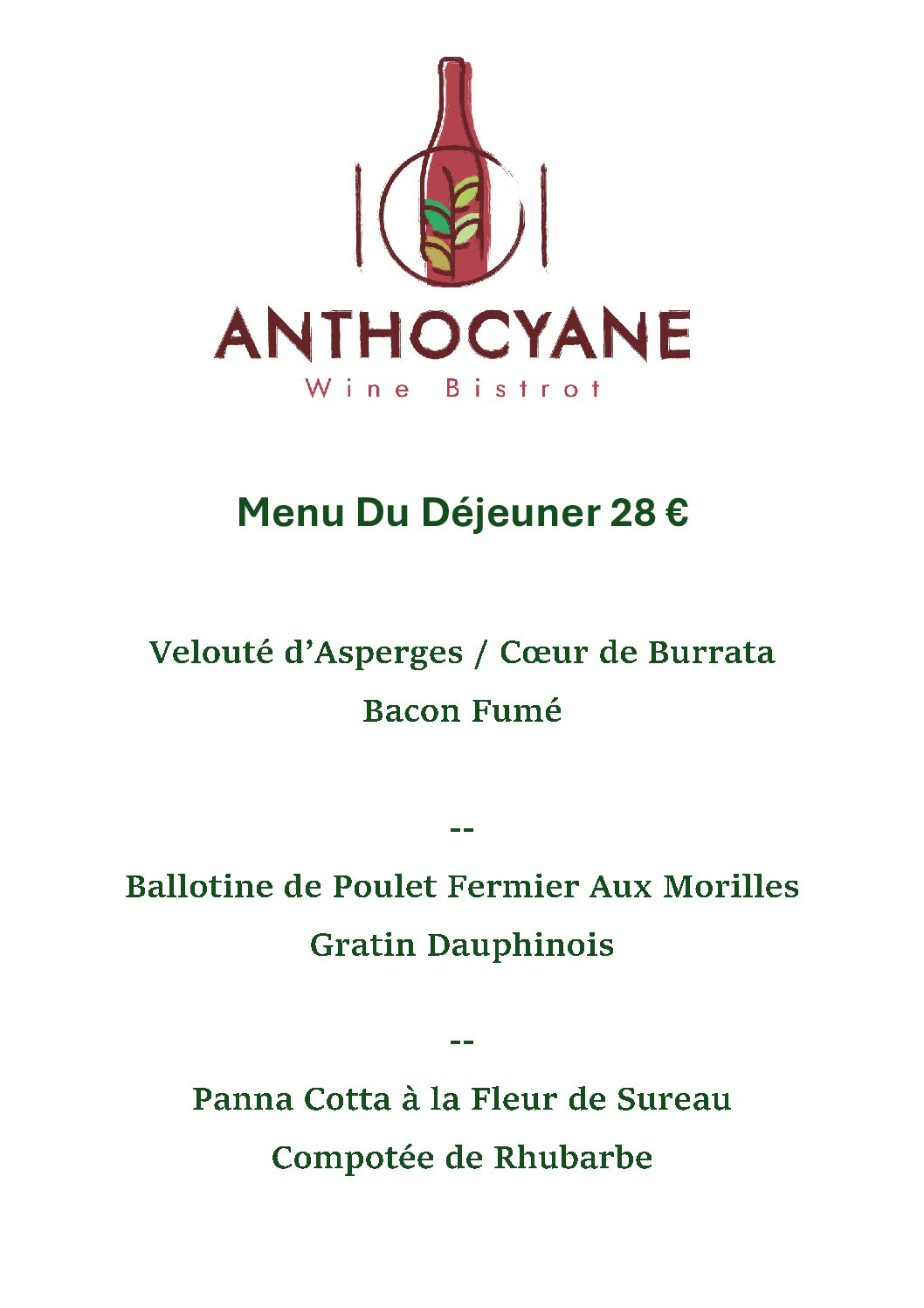 menu jour Insta